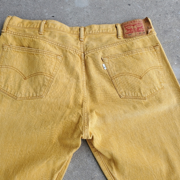 Levis 501 Mens 42x30 Jeans Button Fly Yellow Gold, White Oak Cone Denim Cotton. - Picture 4 of 14